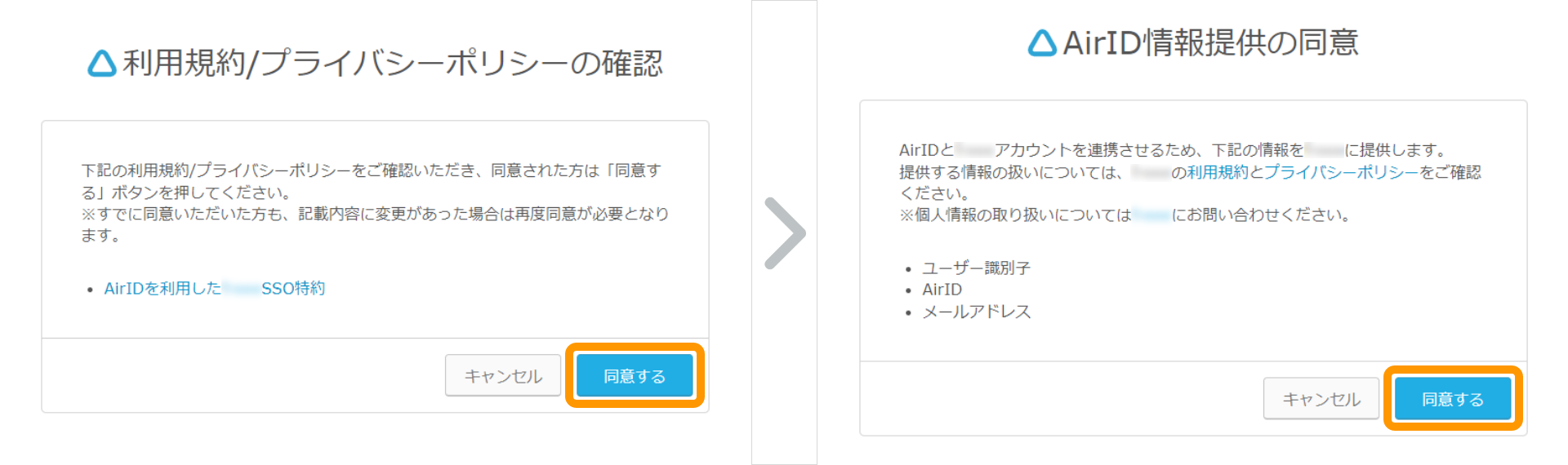 AirID 利用規約／プライバシーポリシー AirID情報提供